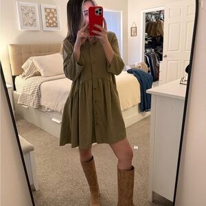 Zara Khaki Long Sleeve Dress